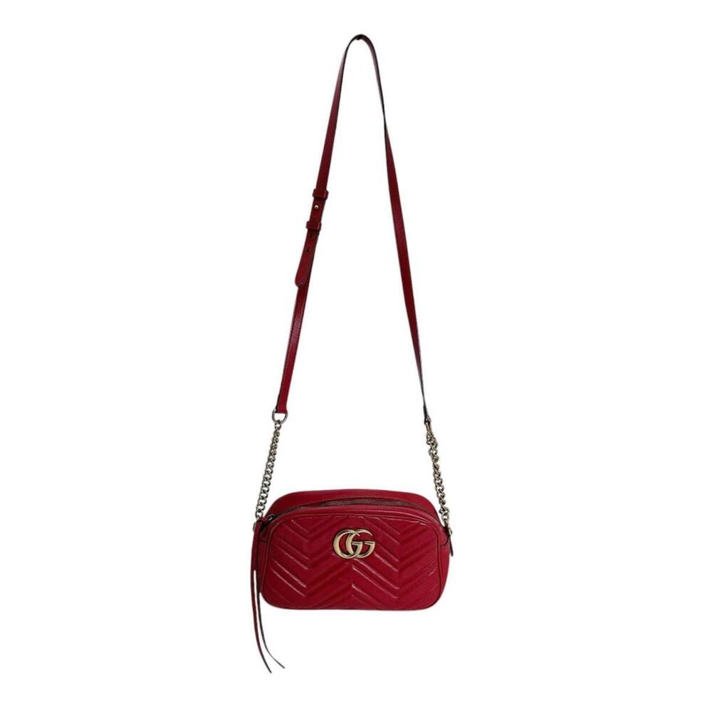 Gucci GUCCI Body Bag Camera Small GG Marmont Leather 447632 Red